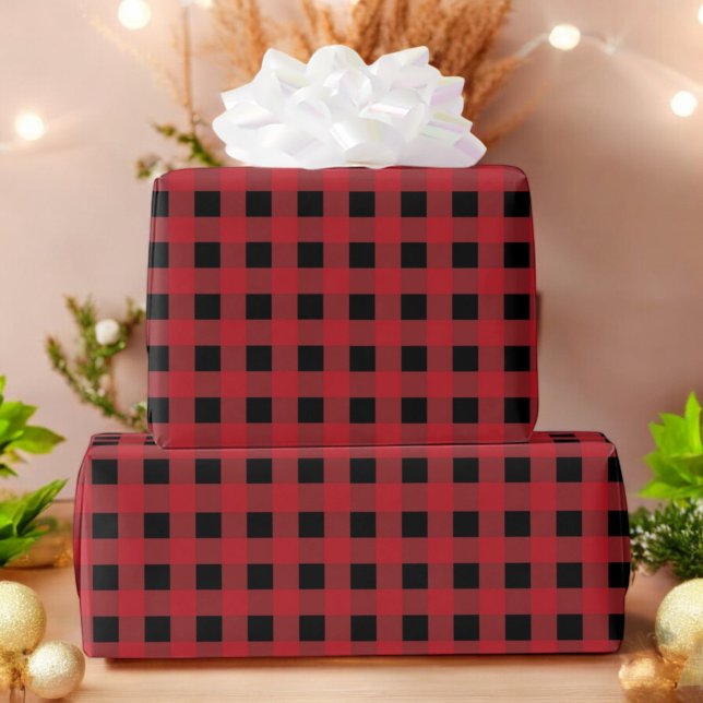 Red Buffalo Kariert Holiday Weihnachtswrapping Pap Geschenkpapier (Von Creator hochgeladen)