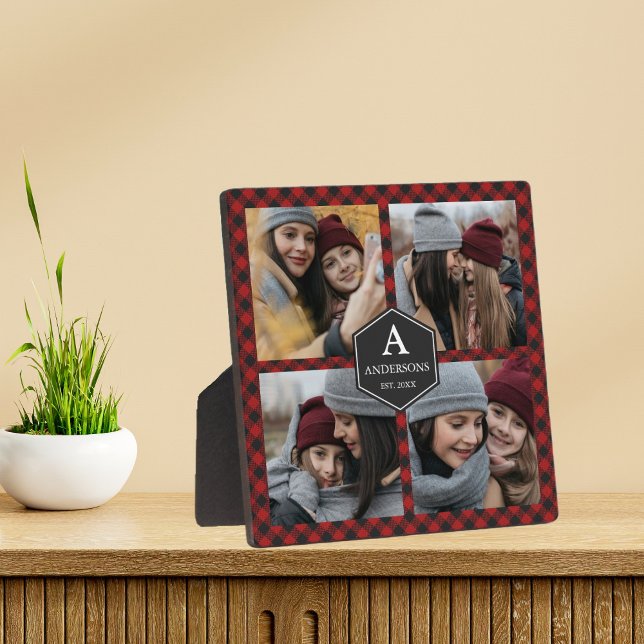 Red Buffalo Kariert Lumberjack Familienfoto Collag Fotoplatte (Von Creator hochgeladen)
