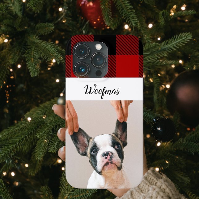 Red Buffalo Kariert & Merry Woofmas mit Hund Foto  Case-Mate iPhone Hülle (Von Creator hochgeladen)