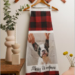 Red Buffalo Kariert & Merry Woofmas mit Hund-Foto Schürze<br><div class="desc">Red Buffalo Kariert & Merry Woofmas mit Hund-Foto</div>