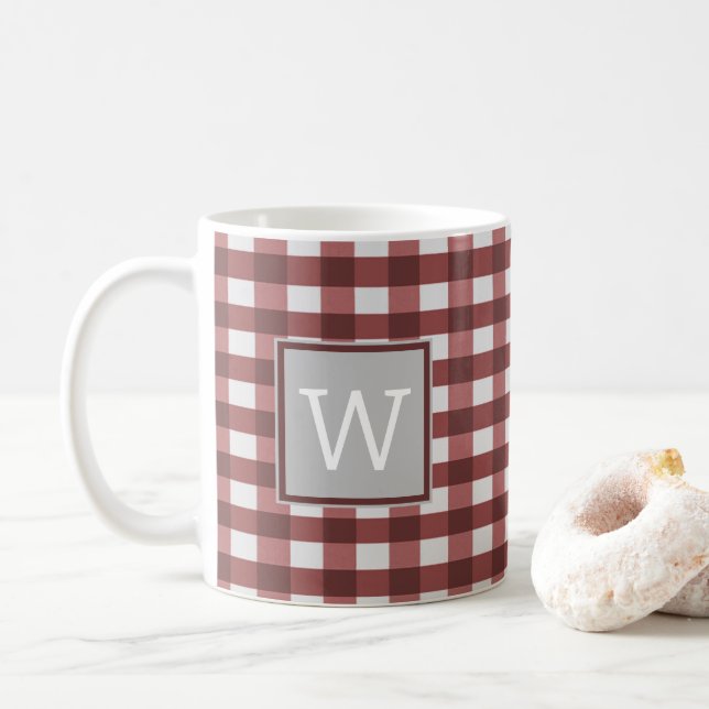 Red Buffalo Kariert Monogram Tasse (Mit Donut)
