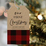 Red Buffalo Kariert & Our First Christmas Geschenkanhänger<br><div class="desc">Red Buffalo Kariert & Our First Christmas</div>