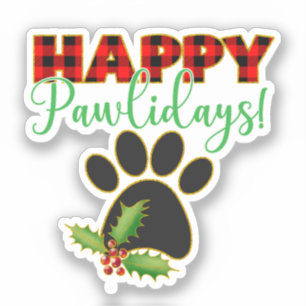 Red Buffalo Kariert Paw Print Christmas Aufkleber