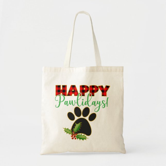 Red Buffalo Kariert Paw Print Christmas Tragetasche (Vorne)