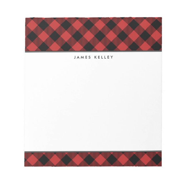 Red Buffalo Kariert Personalisiert Notepad Notizblock (Vorderseite)