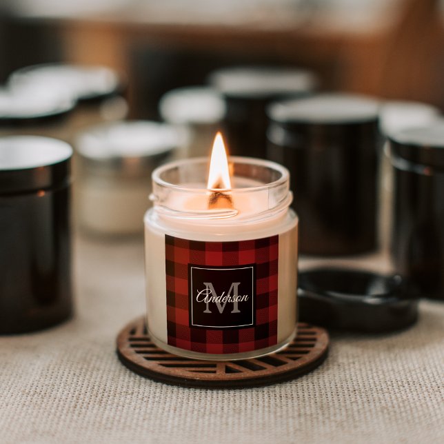 Red Buffalo Kariert | Persönliche Initialzündung | Quadratischer Aufkleber (Von Creator hochgeladen)