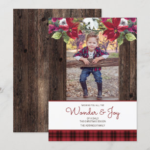 Red Buffalo Kariert Rustic Wood Poinsettia Weihnac Einladung