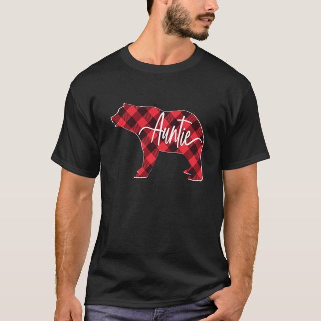 Red Buffalo Kariert Tantentraubär Matching Family  T-Shirt (Vorderseite)