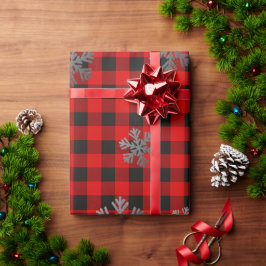 Red Buffalo Kariert und Glitzer Schneeflocken Geschenkpapier