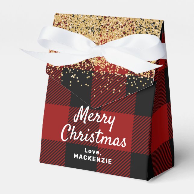 Red Buffalo Kariert und Gold Weihnachten Geschenkschachtel (Vorderseite)