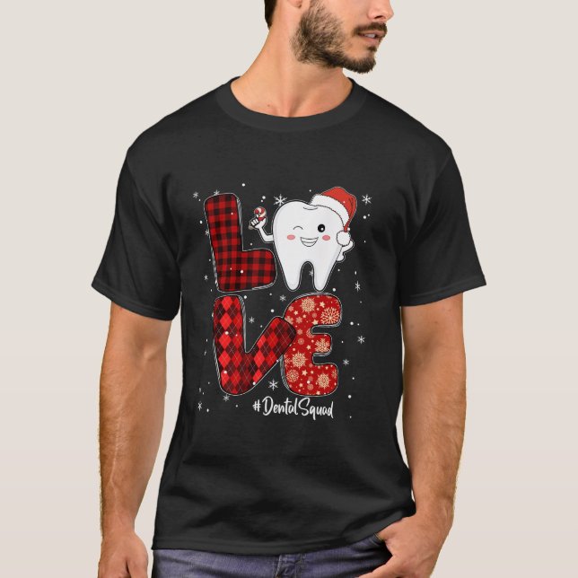 Red Buffalo Karierte Liebe Zahnspad Zahnzähne T-Shirt (Vorderseite)