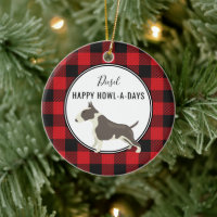 Red Buffalo Karierte Pitt Bull Dog Ornament