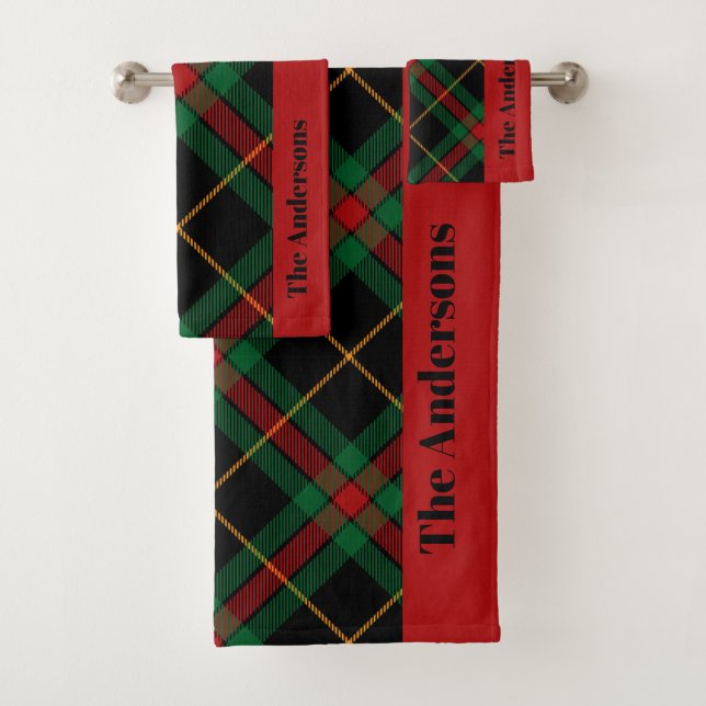 Red Buffalo Karierte Weihnachten Badhandtuch Set (Insitu)