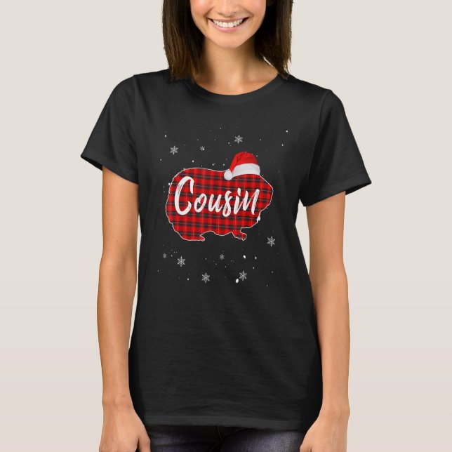 Red Buffalo Karierte Weihnachtsfeier Guinea Cousin T-Shirt (Vorderseite)