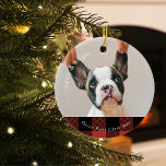 Red Buffalo Karierter Familienhund | Hund Erste We Keramik Ornament<br><div class="desc">Red Buffalo Karierter Familienhund | Hund Erste Weihnachten</div>