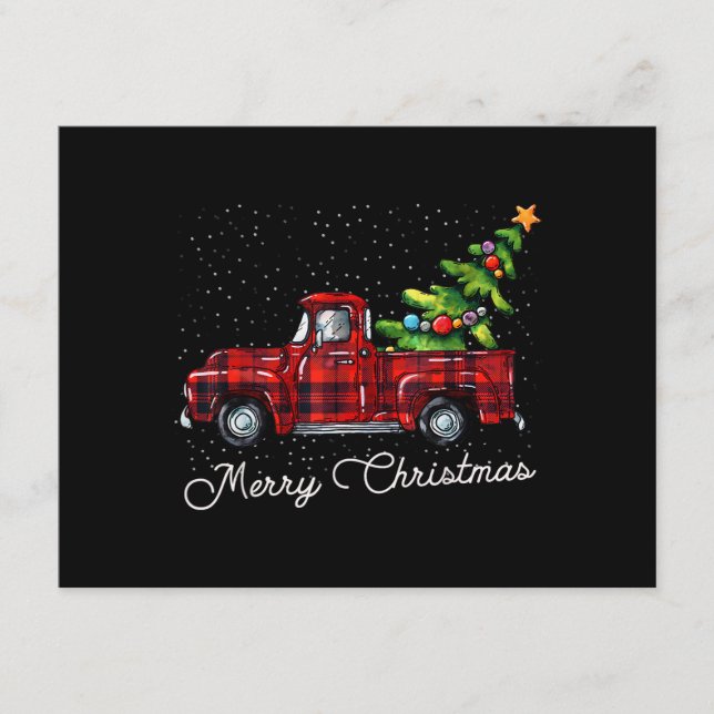Red Buffalo Karierter Lieferwagen LKW mit Tree Mer Begleitkarte (Vorderseite)