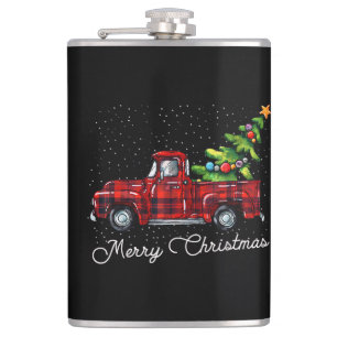Red Buffalo Karierter Lieferwagen LKW mit Tree Mer Flachmann
