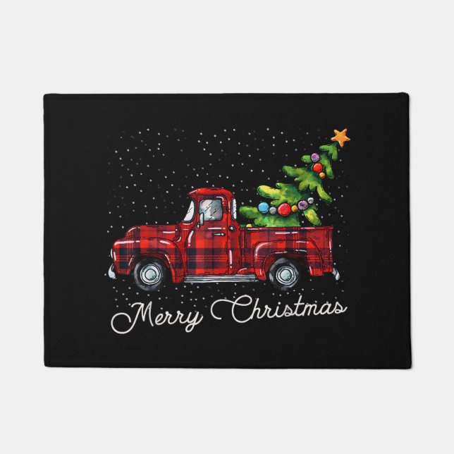 Red Buffalo Karierter Lieferwagen LKW mit Tree Mer Fußmatte (Vorderseite)