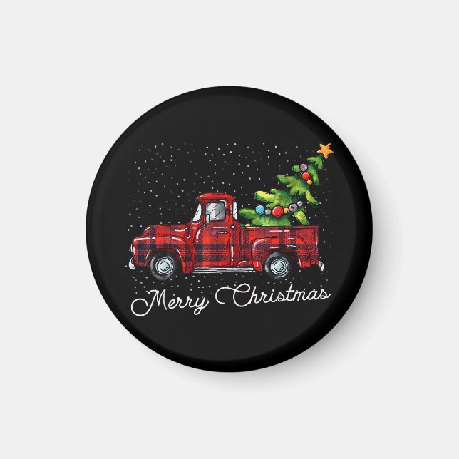 Red Buffalo Karierter Lieferwagen LKW mit Tree Mer Magnet (Vorne)
