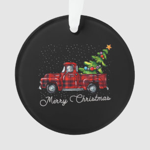 Red Buffalo Karierter Lieferwagen LKW mit Tree Mer Ornament