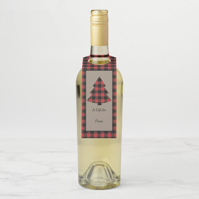 Red Buffalo Karierter Weihnachtsbaum Flaschenanhänger (Auf Flasche)