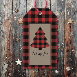 Red Buffalo Karierter Weihnachtsbaum Geschenkanhänger