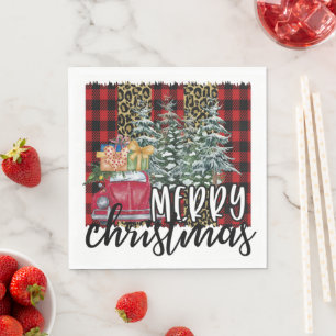 Red Buffalo Karierter Weihnachtsbaum Serviette