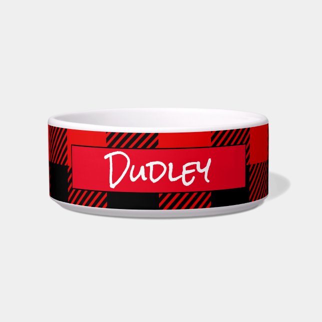 Red Buffalo Kariertes Muster Personalisiert Napf (Vorderseite)