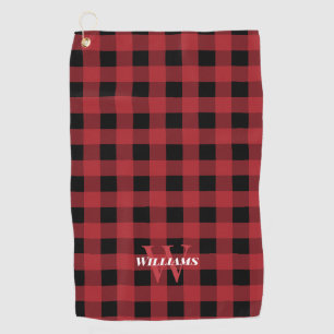 Red Buffalo Karo Name & Initial Golfhandtuch