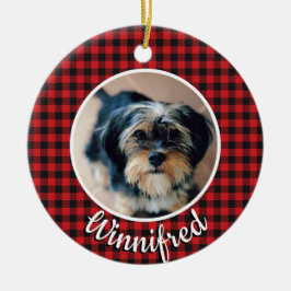 Red Buffalo Karo Personalisiert Pet Foto Weihnacht Keramik Ornament