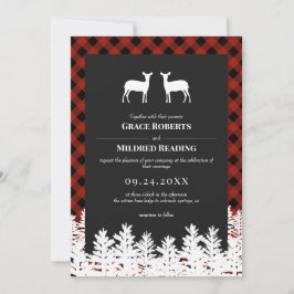 Red Buffalo Karo Rustic Deer does Lesbian Wedding Einladung