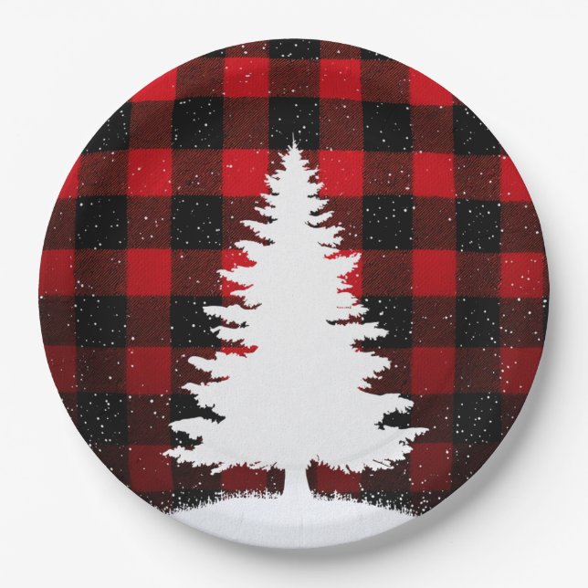 Red Buffalo Merry Christmas Paper Plates Pappteller (Vorderseite)