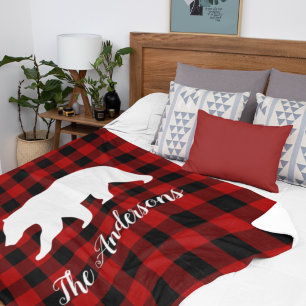 Red Buffalo Plaid & Bear   Nom personnel Cadeau