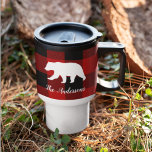 Red Buffalo Plaid & Bear | Personal Name Gift Reisebecher<br><div class="desc">Red Buffalo Plaid & Bear | Personal Name Gift</div>