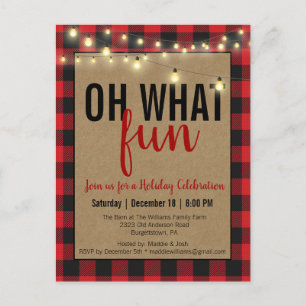 Red Buffalo Plaid Check Fun Invitation de fête de 