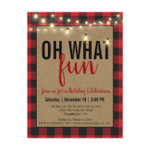 Red Buffalo Plaid Check Fun Invitation de fête de
