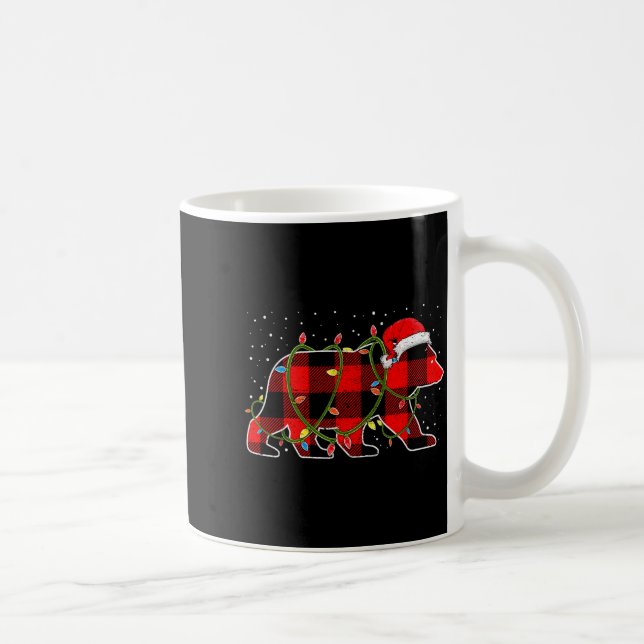 Red Buffalo Plaid Christmas Tree Light Bear Pajama Kaffeetasse (Rechts)