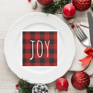 Red Buffalo Plaid & Joy Happy Holiday Serviette