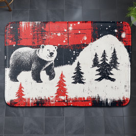 Red Buffalo Plaid Polar Bear Badematte