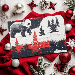 Red Buffalo Plaid Polar Bear Geschirrtuch