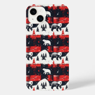 Red Buffalo Plaid Polar Bear iPhone 14 Plus Hülle