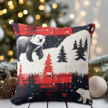 Red Buffalo Plaid Polar Bear