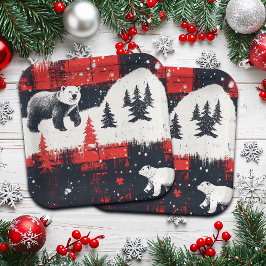 Red Buffalo Plaid Polar Bear Pappteller