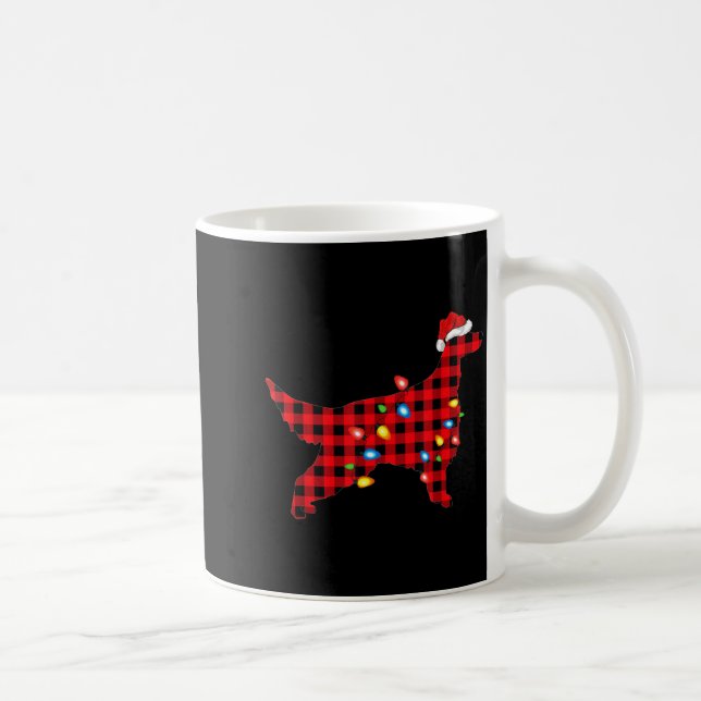 Red Buffalo Plaid Santa Irish Setter Dog Christmas Kaffeetasse (Rechts)