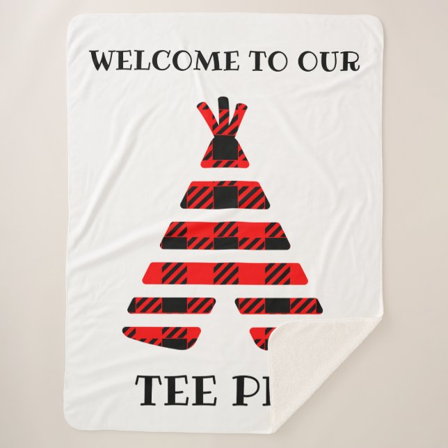 Red Buffalo Plaid Tee Pee Sherpa Blanket (Devant)