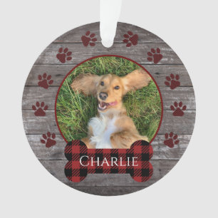 Red Buffalo Plaid Wood Empreintes de pattes Animau