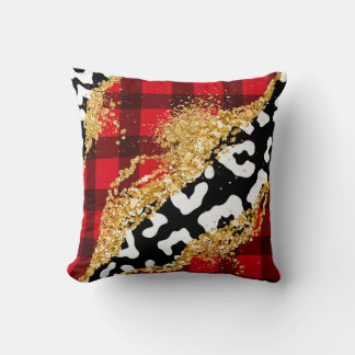 Red Buffalo Schlicht mit Gold Glitzer Throw Kissen