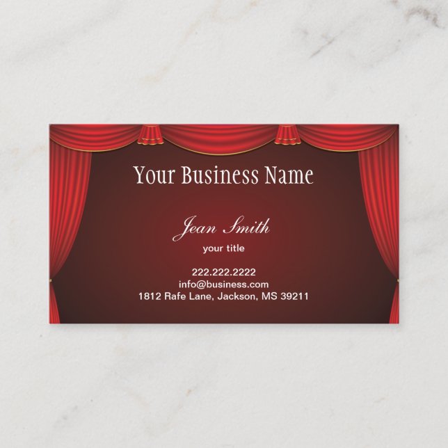 Red Bühne Vorhang Business Card Visitenkarte (Vorderseite)