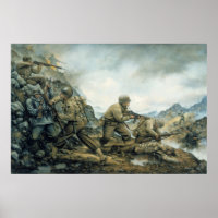 Red Bull in der Winterlinie von Donna Neary Print