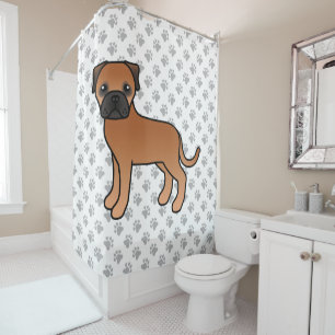 Red Bullmastiff Niedlich Cartoon Dog Duschvorhang